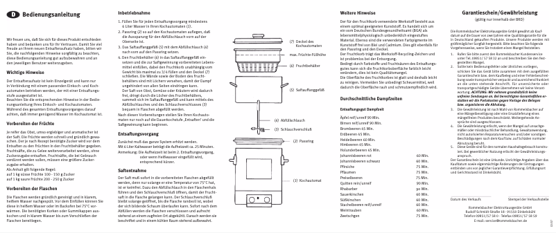 Page 1 of the manual User Manual Rommelsbacher EA 2003