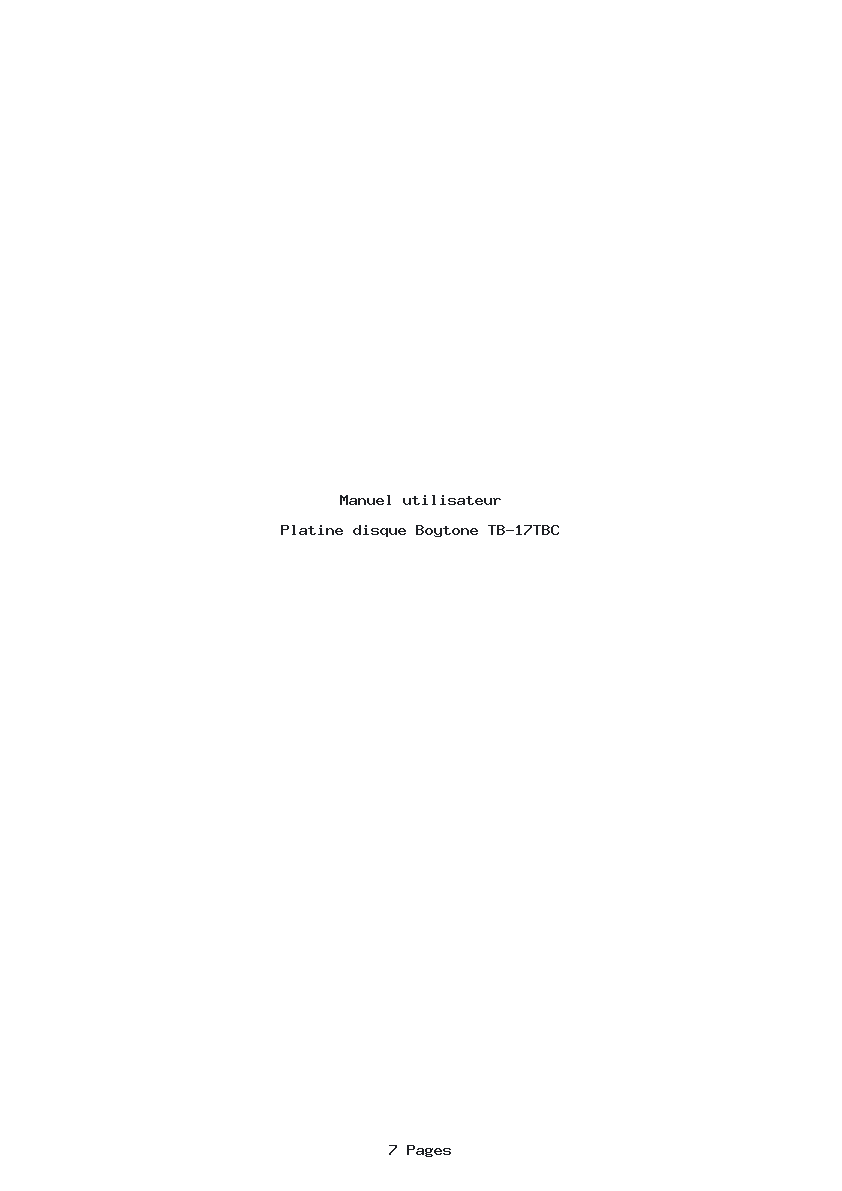 Page 1 de la notice Manuel utilisateur Boytone TB-17TBC