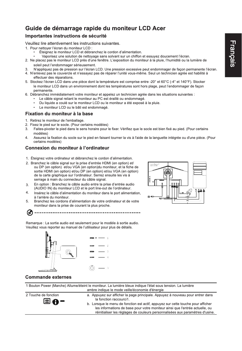 Page 1 de la notice Manuel utilisateur Acer CB242Y
