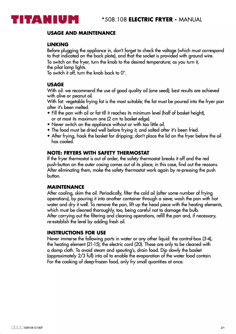 Page 1 de la notice Manuel utilisateur Titanium 508108