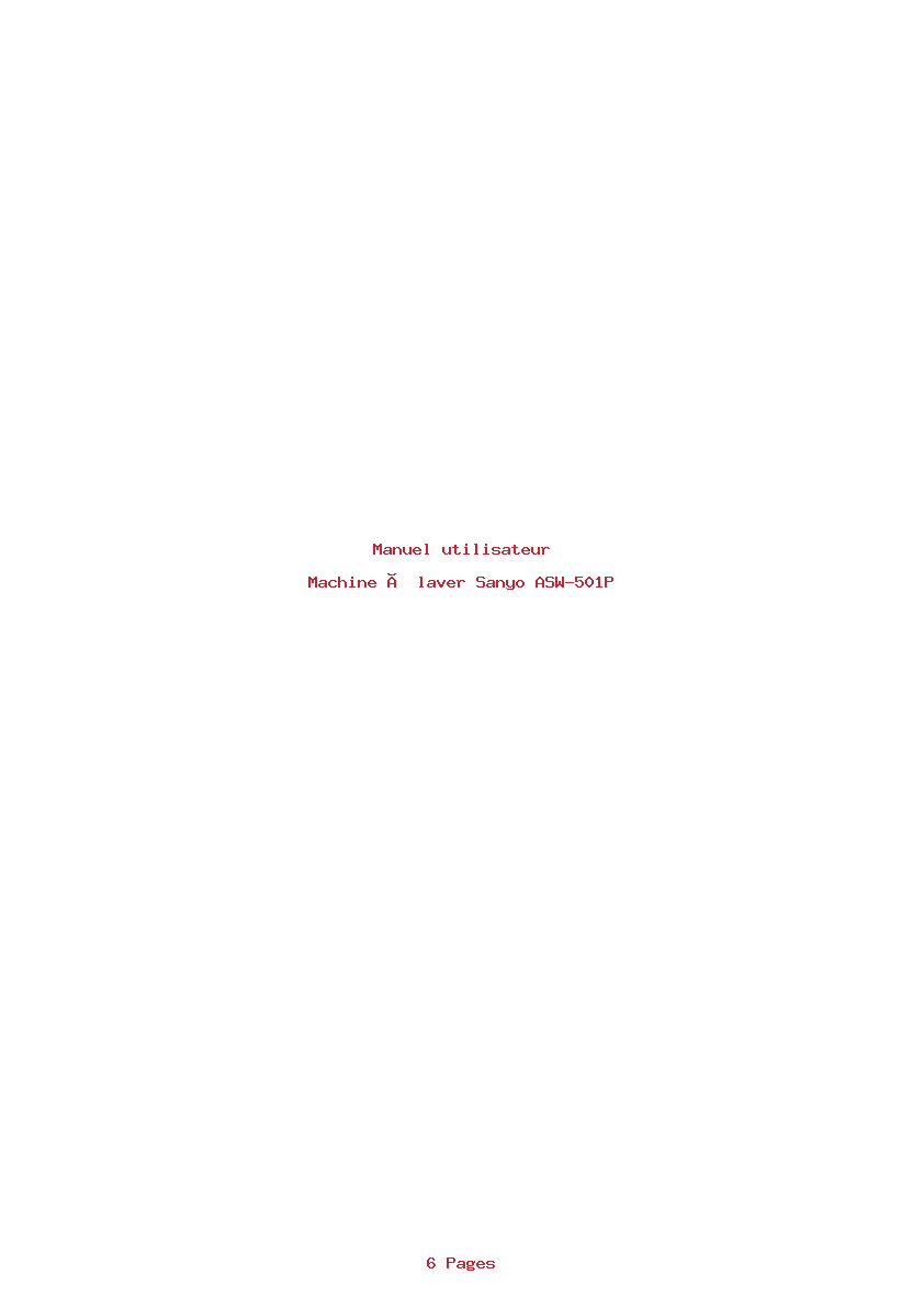 Page 1 de la notice Manuel utilisateur Sanyo ASW-501P
