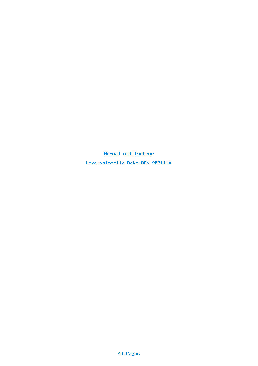 Page 1 de la notice Manuel utilisateur Beko DFN 05311 X