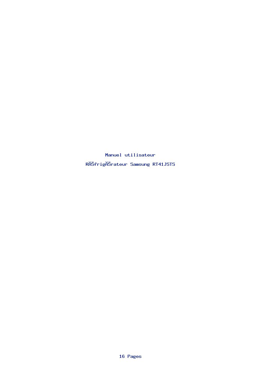 Page 1 de la notice Manuel utilisateur Samsung RT41JSTS