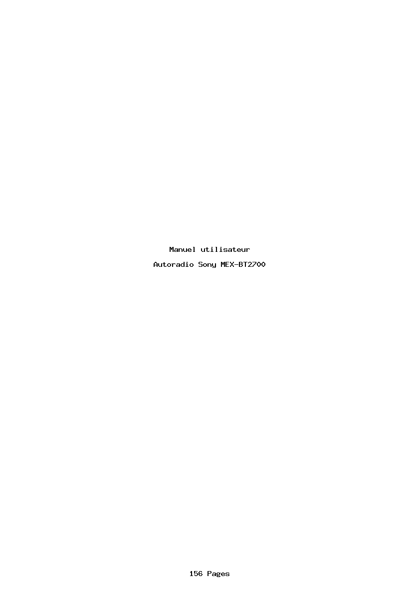 Page 1 de la notice Manuel utilisateur Sony MEX-BT2700