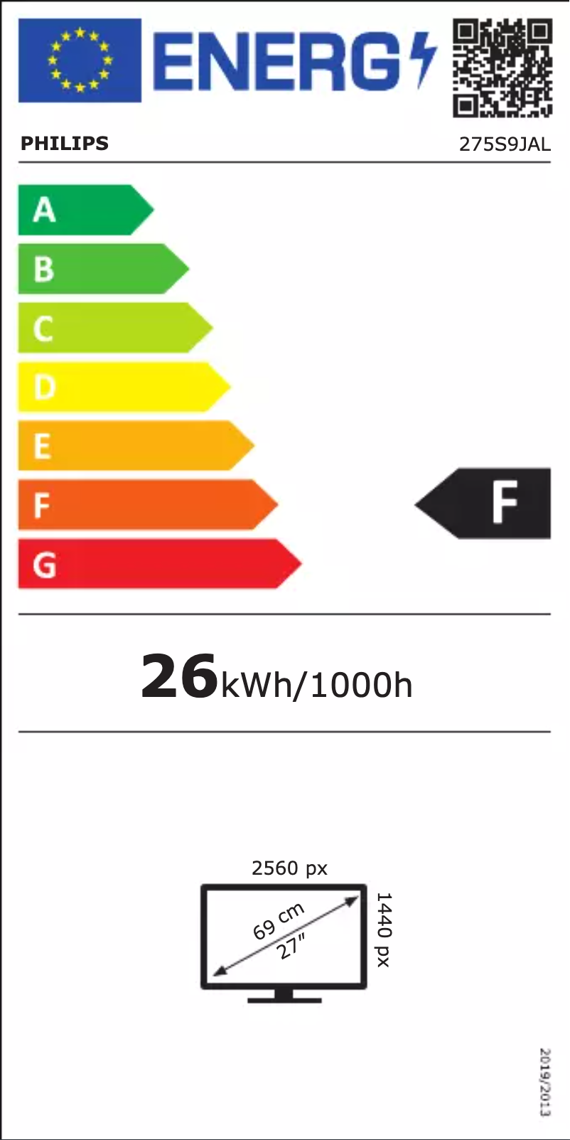 Page 1 of the manual Energy Label Philips S Line 275S9JAL