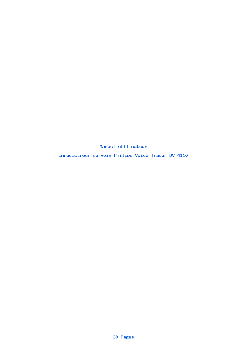 Page 1 de la notice Manuel utilisateur Philips Voice Tracer DVT4110