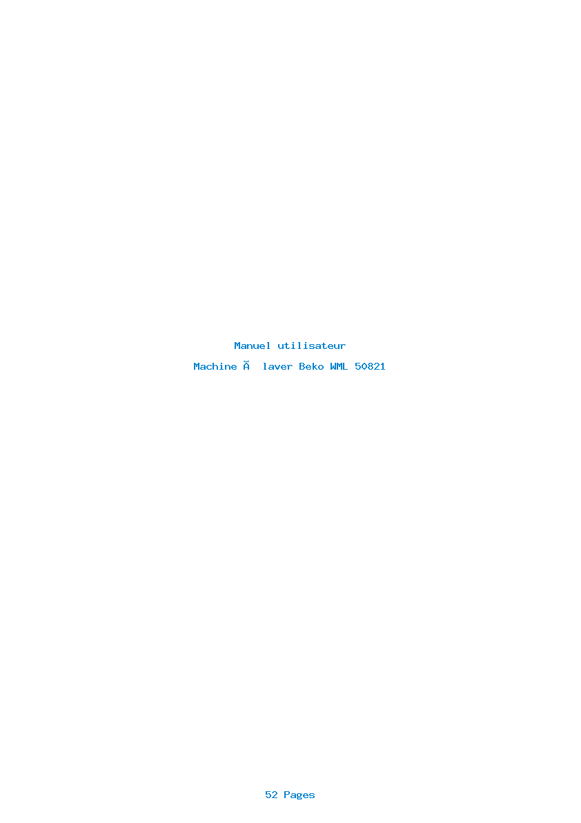 Page 1 de la notice Manuel utilisateur Beko WML 50821
