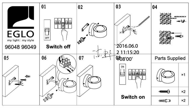 Page 1 de la notice Manuel utilisateur Eglo Ono 2