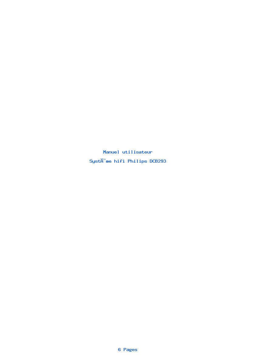 Page 1 de la notice Manuel utilisateur Philips DCB293