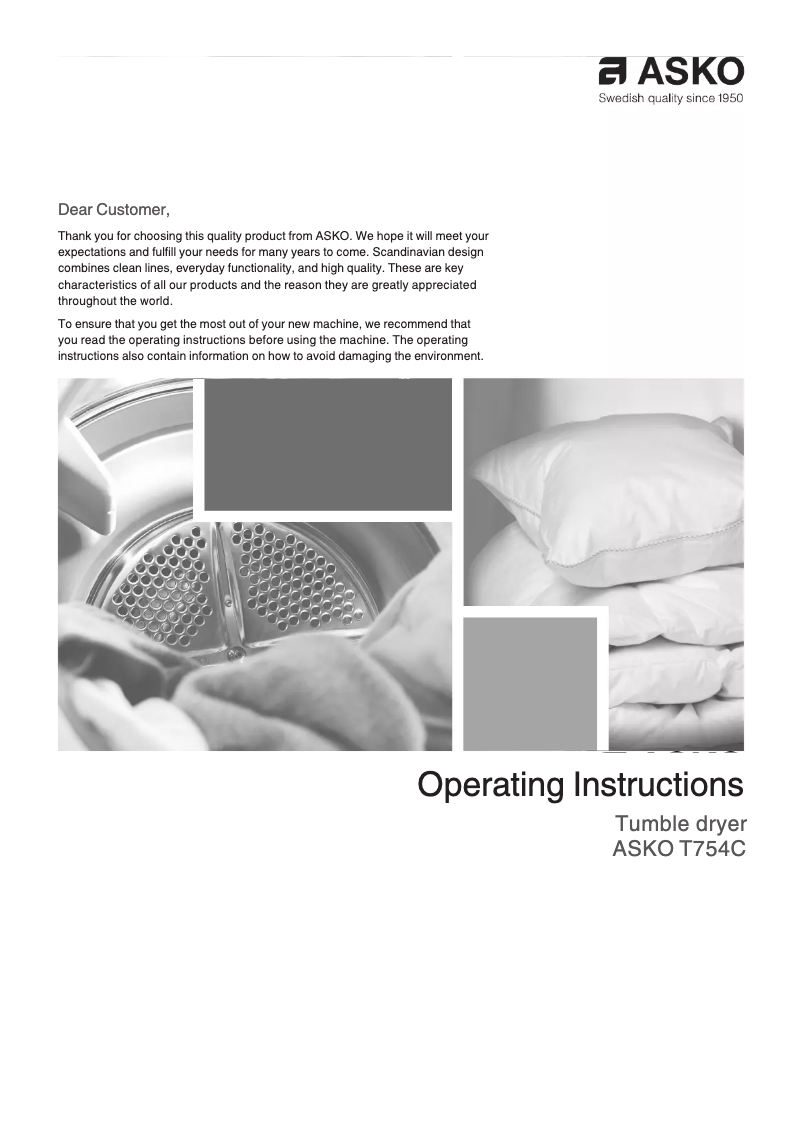 Página 1 del manual Manual de usuario Asko T754C