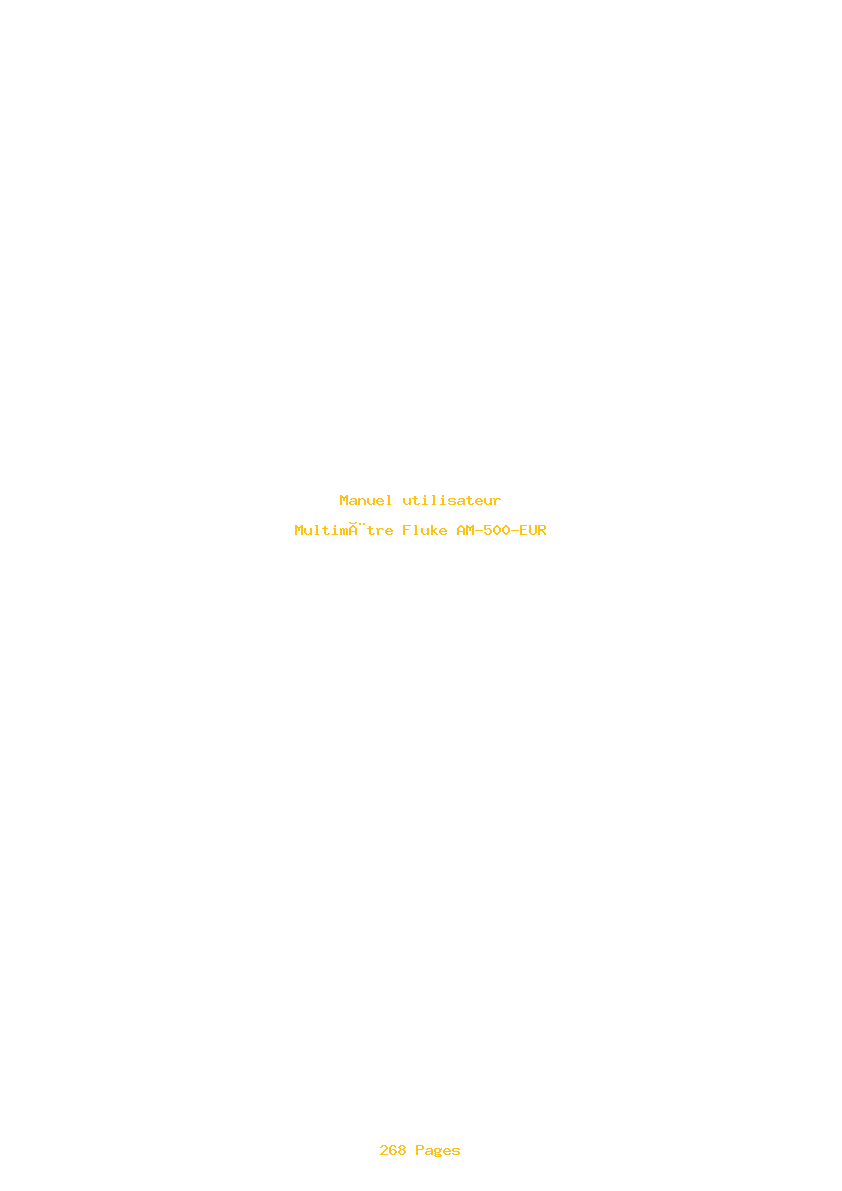Page 1 de la notice Manuel utilisateur Fluke AM-500-EUR