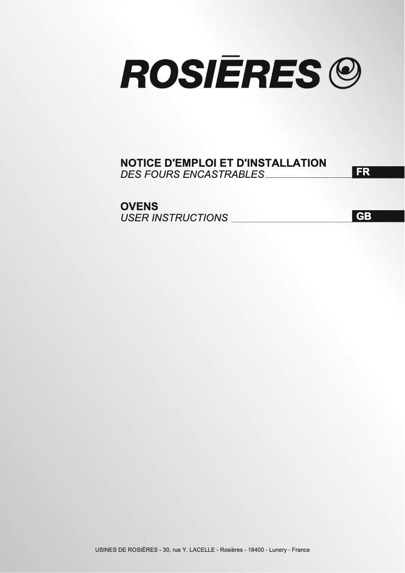 Page 1 de la notice Manuel utilisateur Rosieres RFA 65 NX