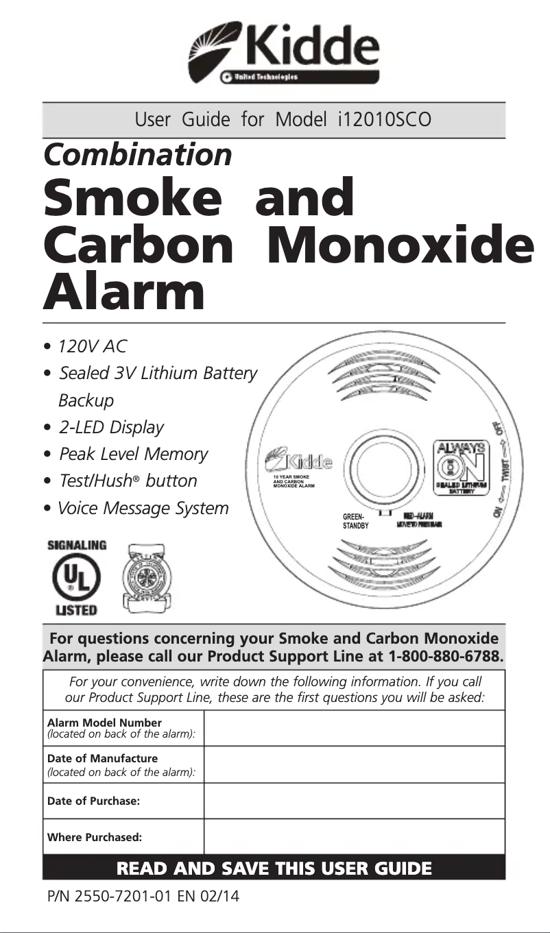 Página 1 del manual Manual de usuario Kidde Worry-Free i12010SCO