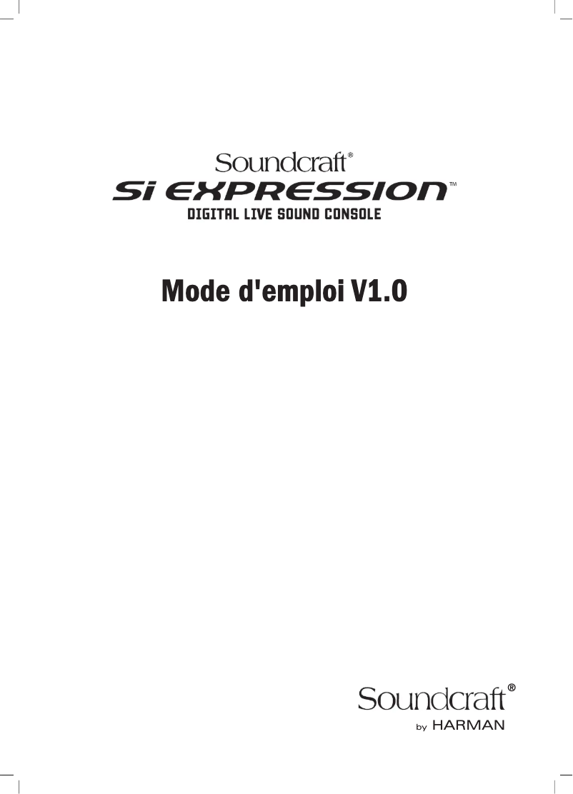 Page 1 de la notice Manuel utilisateur Soundcraft Si Expression 3