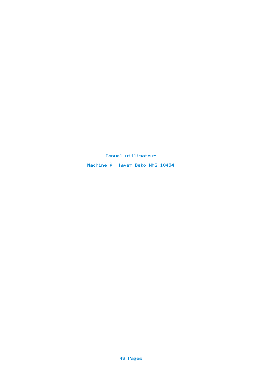 Page 1 de la notice Manuel utilisateur Beko WMG 10454