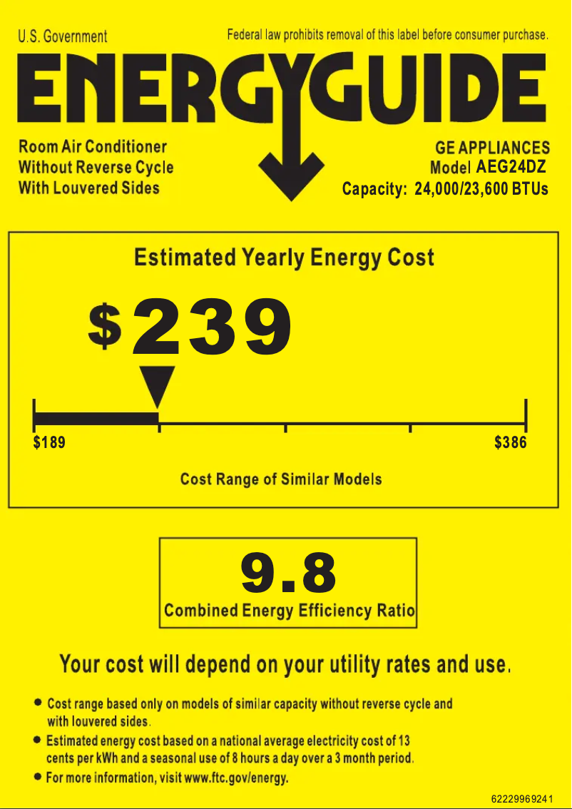 Página 1 del manual Etiqueta energética GE AEG24DZ