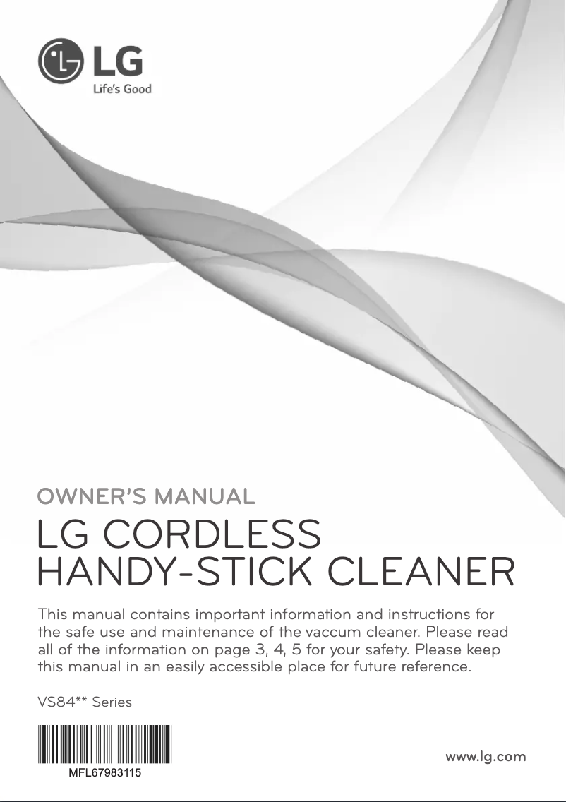 Page 1 of the manual User Manual LG VS8402SCW