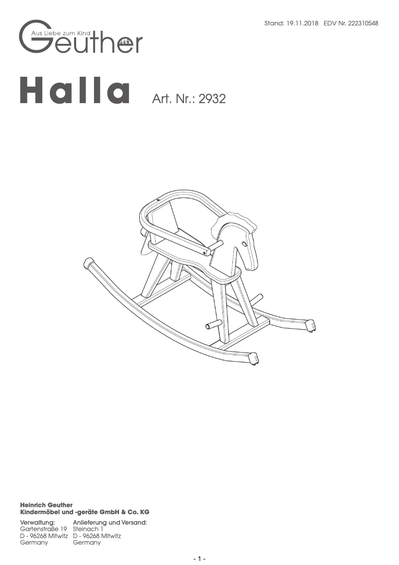 Page 1 of the manual User Manual Geuther Halla 2932