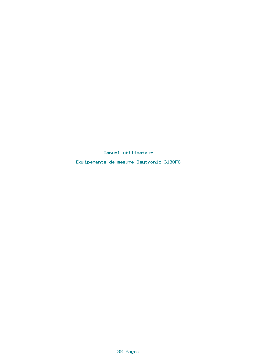 Page 1 de la notice Manuel utilisateur Daytronic 3130FG