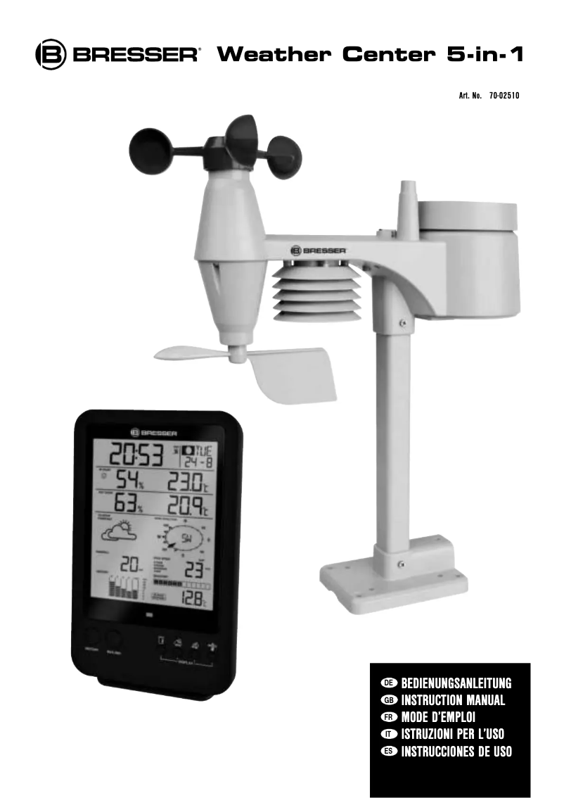 Page 1 de la notice Manuel utilisateur Bresser Weather Center 5-in-1