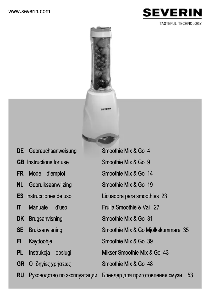 Page 1 of the manual User Manual Severin SM 3747