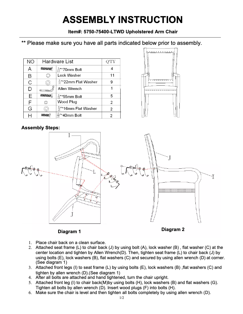 Page 1 de la notice Manuel utilisateur Hooker 5750-75400-LTWD