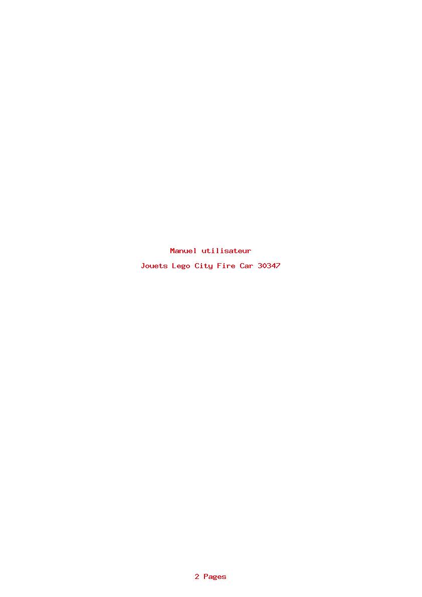 Page 1 de la notice Manuel utilisateur Lego City Fire Car 30347