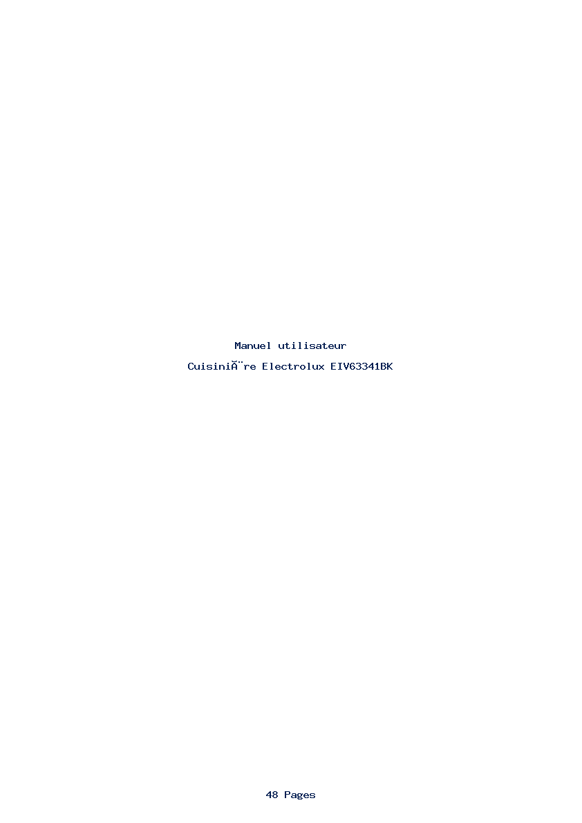 Page 1 de la notice Manuel utilisateur Electrolux EIV63341BK