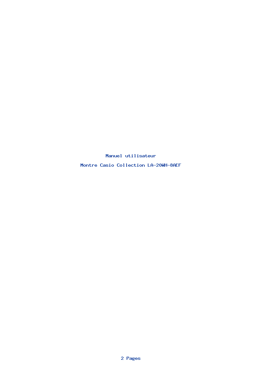 Page 1 de la notice Manuel utilisateur Casio Collection LA-20WH-8AEF