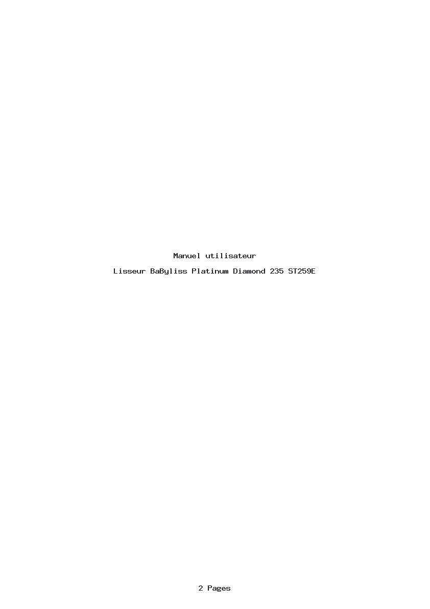 Page 1 de la notice Manuel utilisateur BaByliss Platinum Diamond 235 ST259E