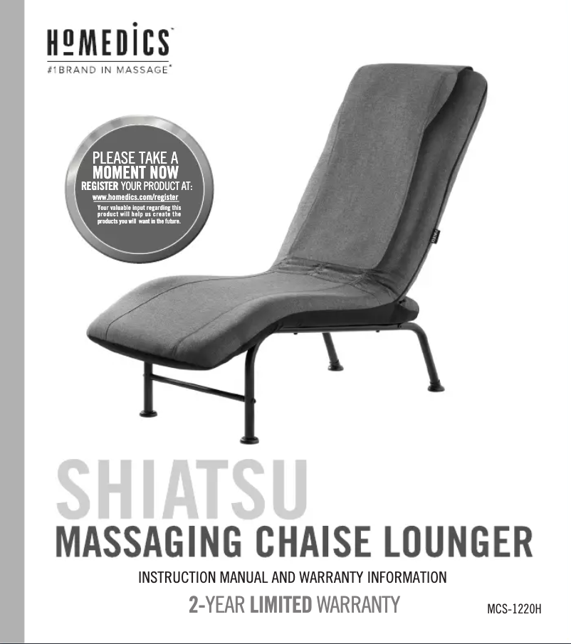 Page 1 de la notice Manuel utilisateur Homedics MCS-1220H