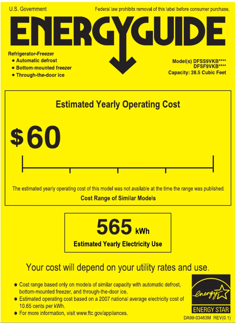 Page n°1 - Label énergétique GE DFSF9VKBBB