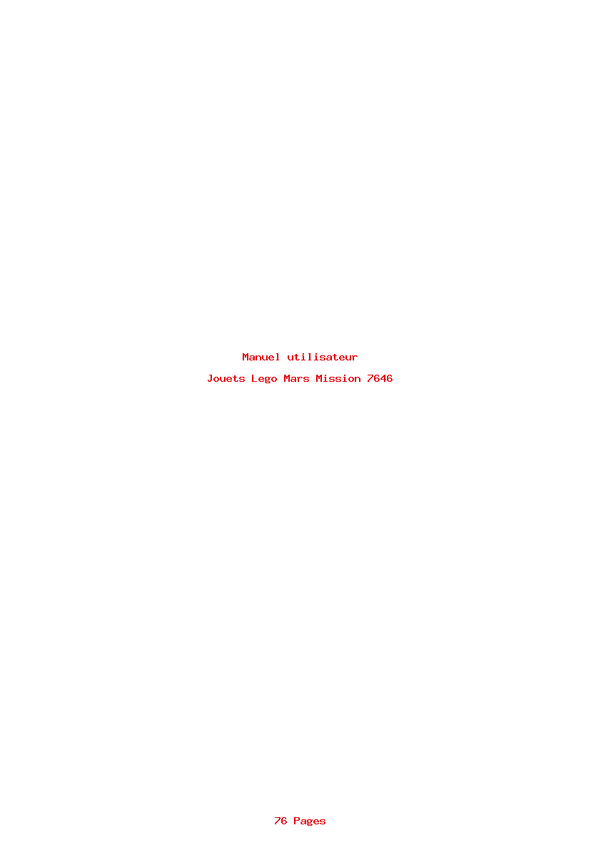 Page 1 de la notice Manuel utilisateur Lego Mars Mission 7646