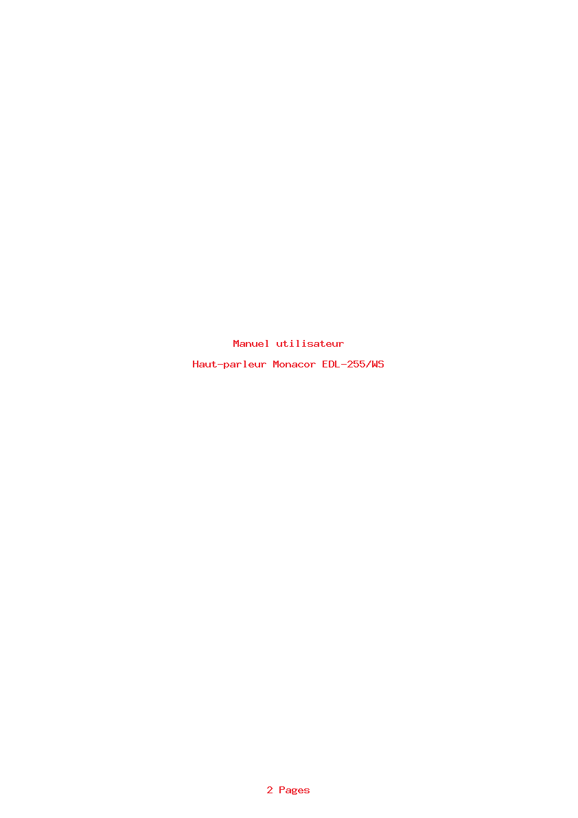 Page 1 de la notice Manuel utilisateur Monacor EDL-255/WS