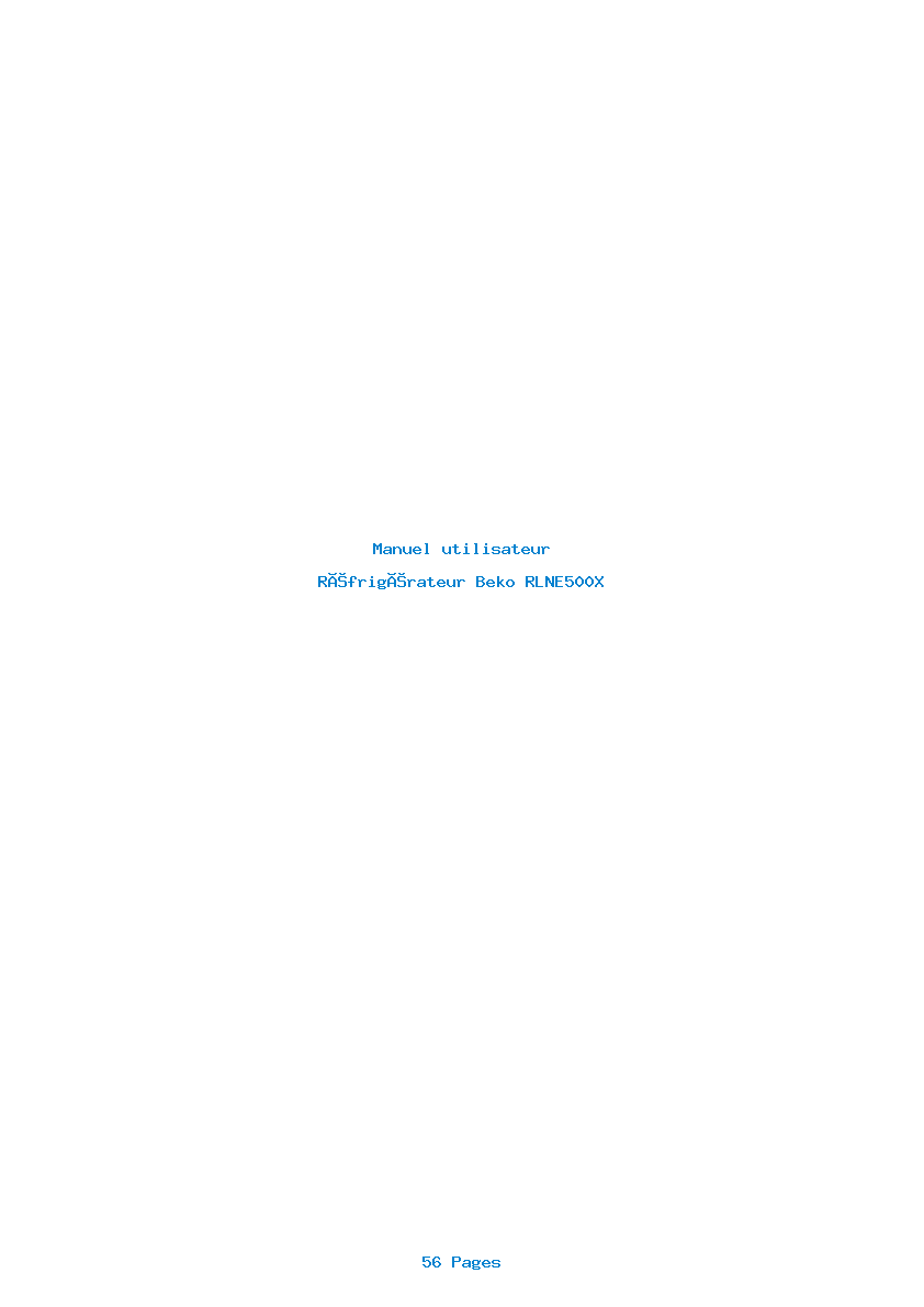 Page 1 de la notice Manuel utilisateur Beko RLNE500X
