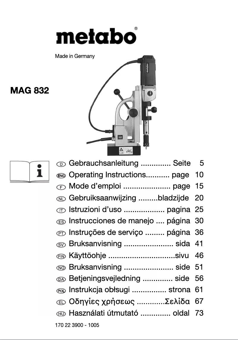 Page 1 de la notice Manuel utilisateur Metabo MAG 832
