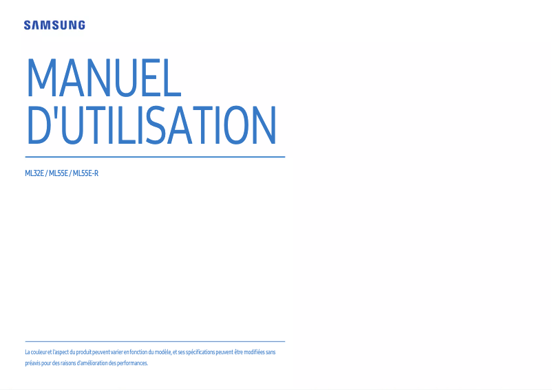 Page 1 de la notice Manuel utilisateur Samsung ML32E