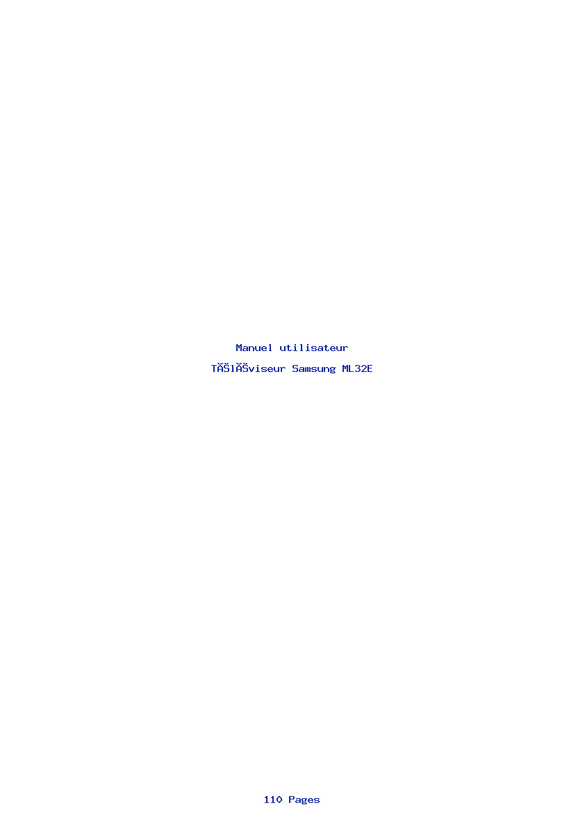 Page 1 de la notice Manuel utilisateur Samsung ML32E