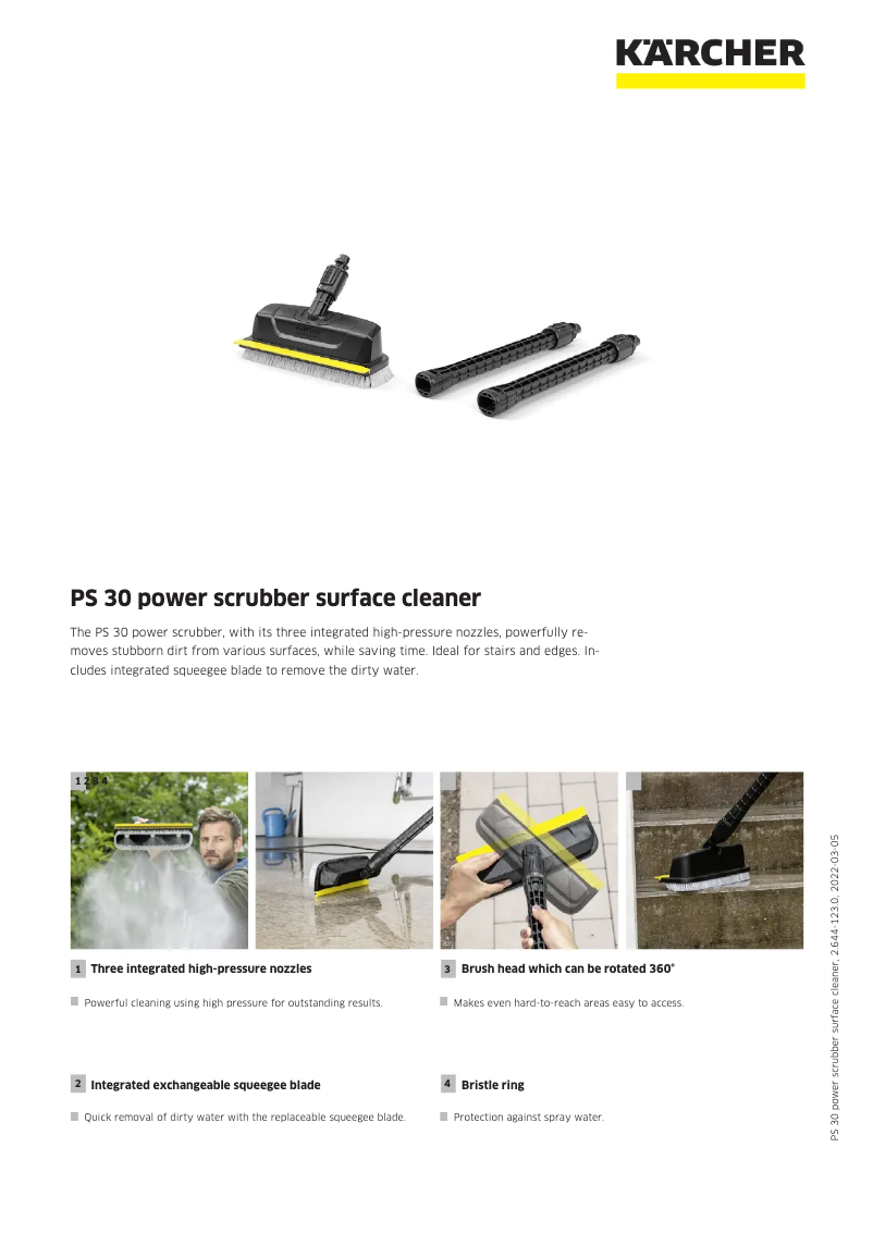 Page 1 de la notice Fiche technique Kärcher PS 30