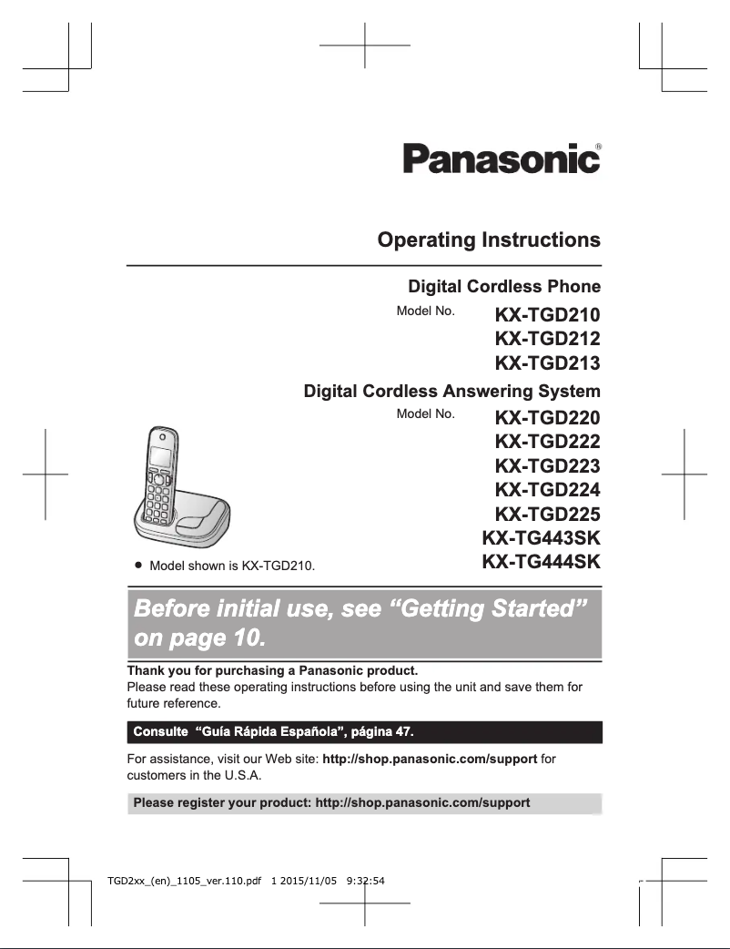 Página 1 del manual Manual de usuario Panasonic KX-TGD213