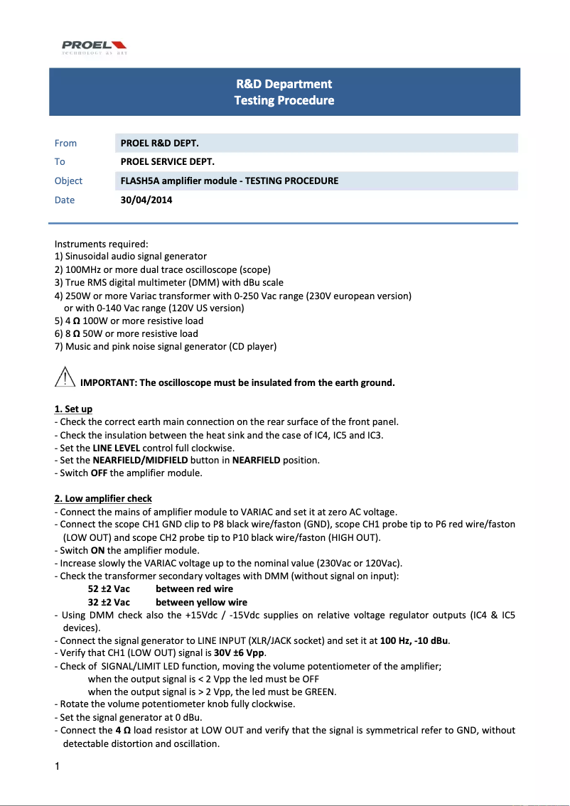 Página 1 del manual Manual de usuario Proel Flash 5A V2