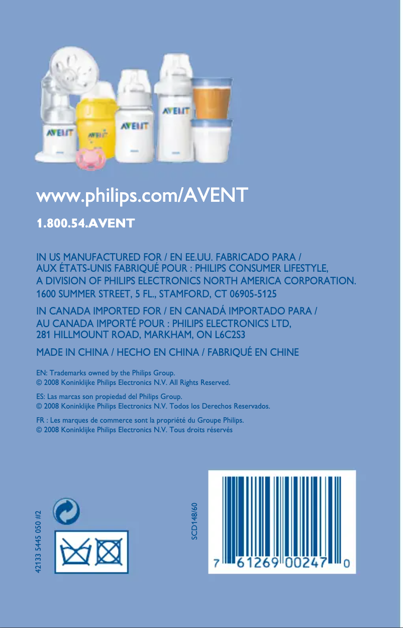 Page n°1 - Manuel utilisateur Philips AVENT SCD148