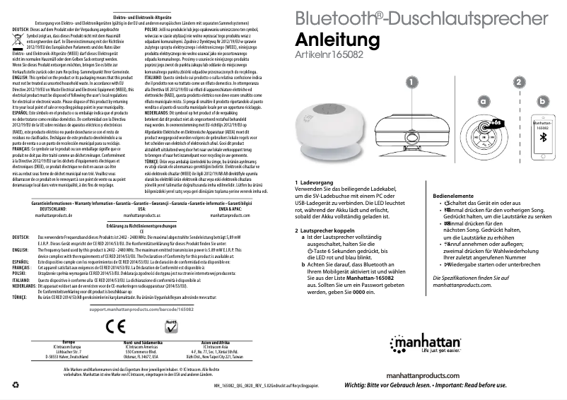 Page 1 de la notice Manuel utilisateur Manhattan 165082