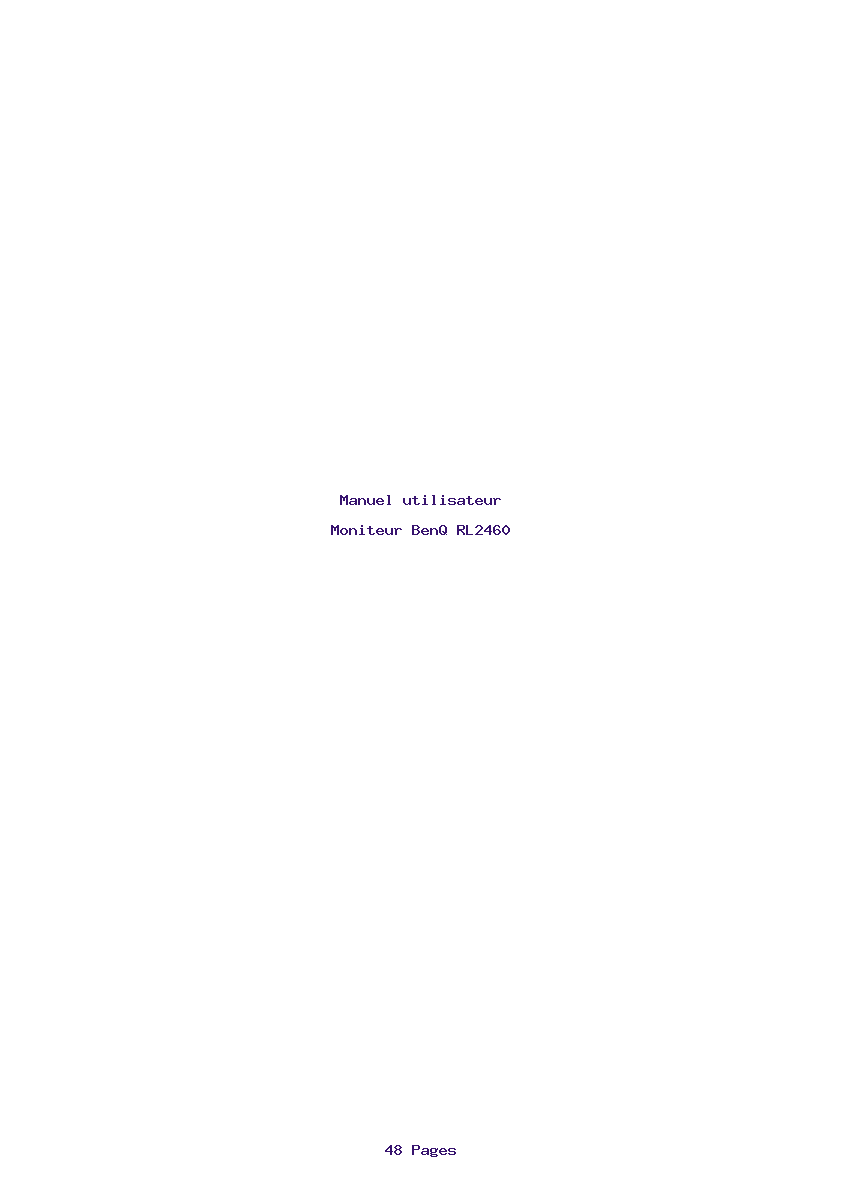 Page 1 de la notice Manuel utilisateur BenQ RL2460