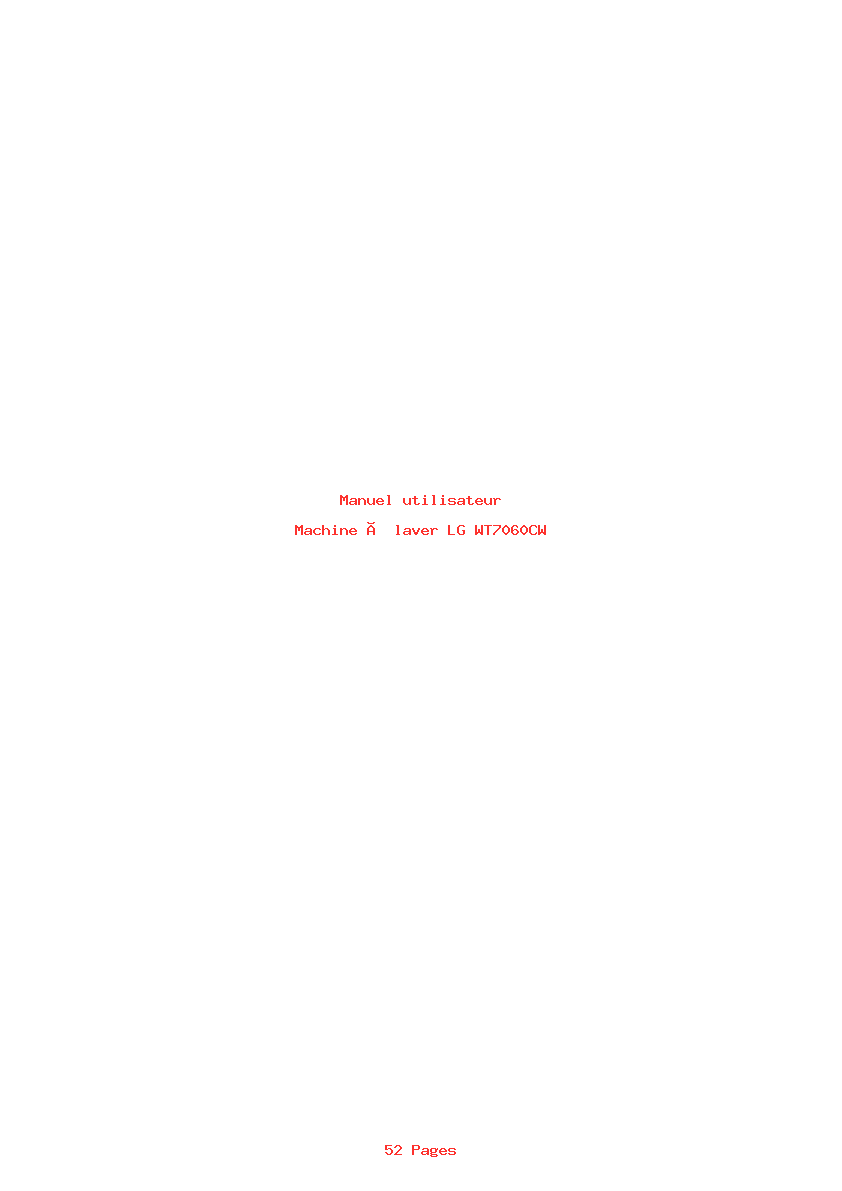 Page 1 de la notice Manuel utilisateur LG WT7060CW