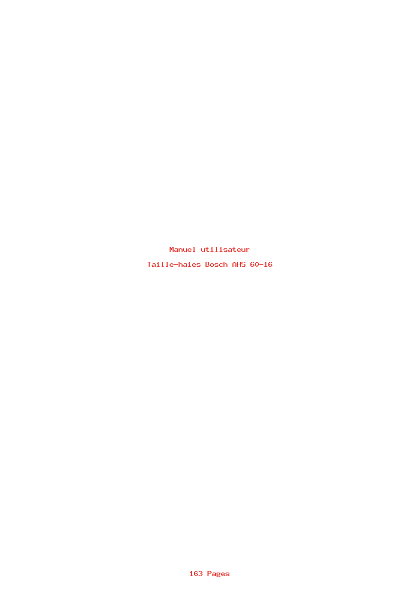 Page 1 de la notice Manuel utilisateur Bosch AHS 60-16
