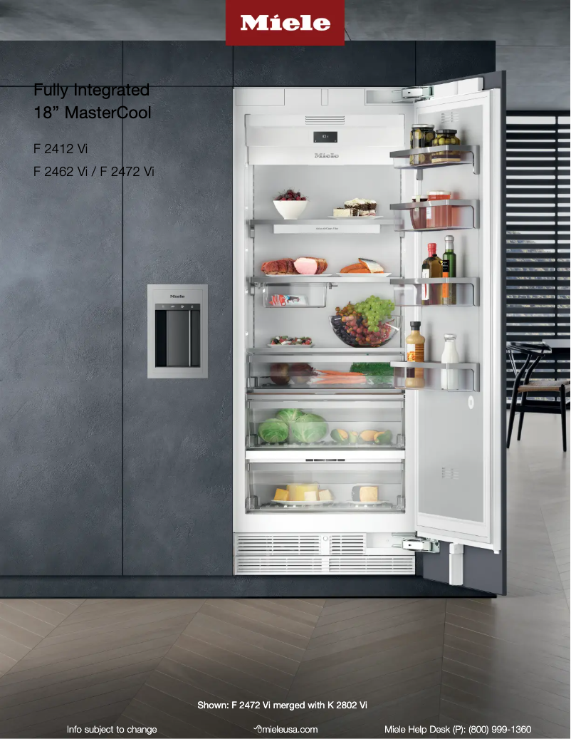 Page 1 de la notice Fiche technique Miele F 2472 Vi