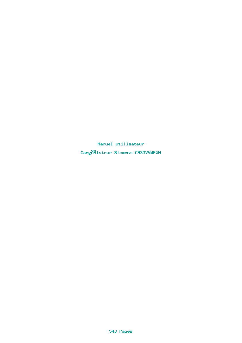 Page 1 de la notice Manuel utilisateur Siemens GS33VVWE0N