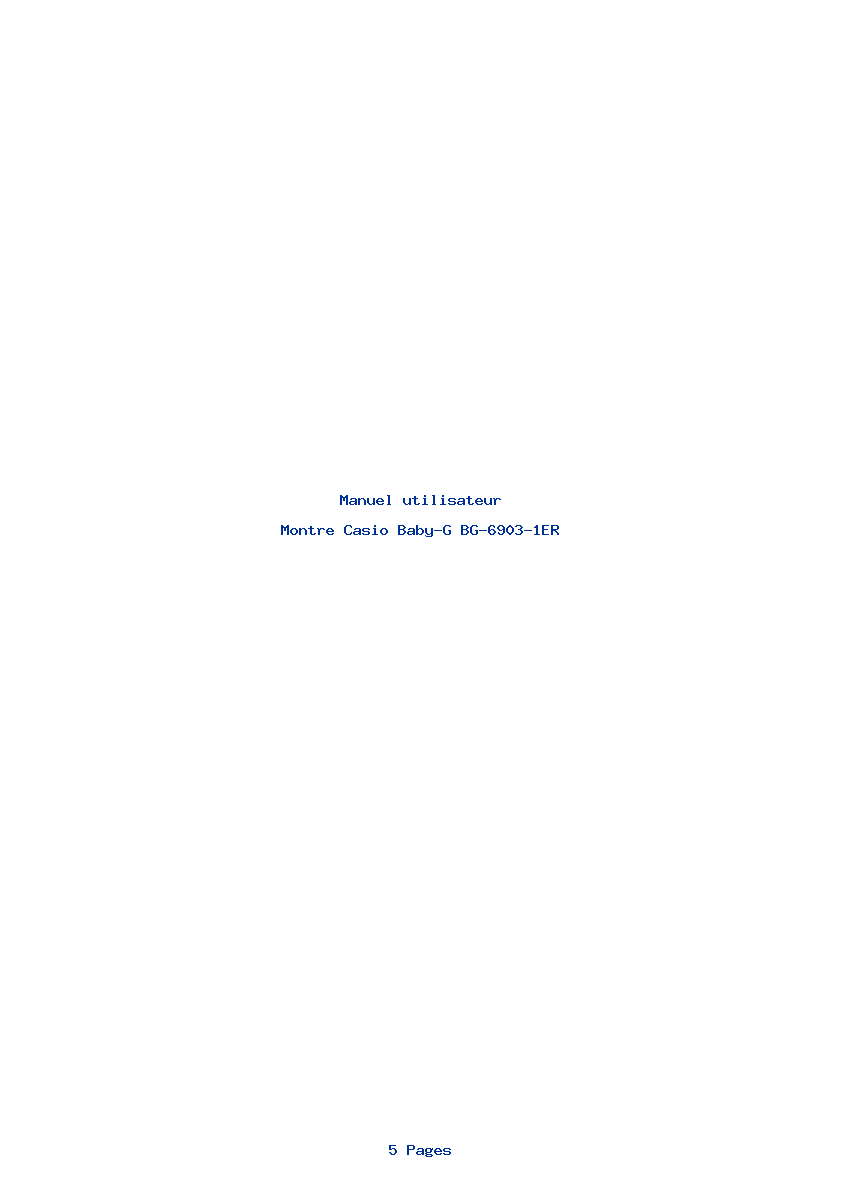 Page 1 de la notice Manuel utilisateur Casio Baby-G BG-6903-1ER