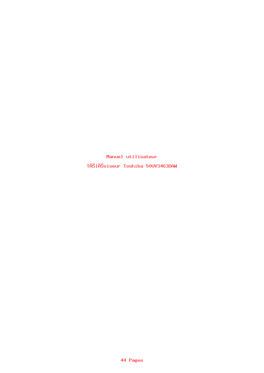 Page 1 de la notice Manuel utilisateur Toshiba 50UV3463DAW